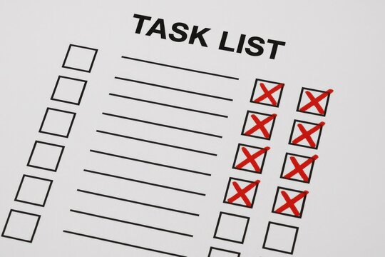 Organized Checklist with Checked Boxes for Task Completion and Productivity Improvement