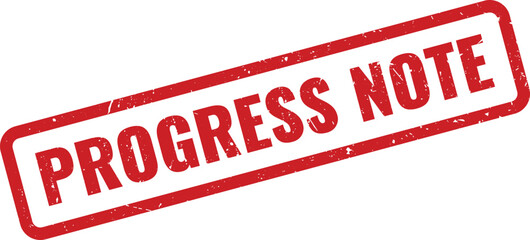 Official Red Progress Note Grungy Rubber Stamp for Documentation and Project Tracking