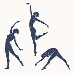 Silhouette of dancing woman in different poses