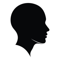 Black silhouette human head profile side view icon symbol graphic design element vector