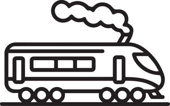 Dynamic train icon for modern transport and travel designs, ideal for app interfaces, city maps, and website graphics, originally vector based