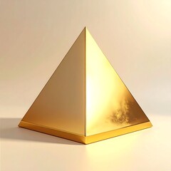 Golden, geometric pyramid with a soft gradient background