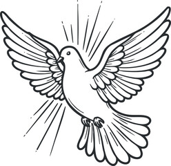 Obraz premium A stylized illustration of a dove in flight with spread wings representing peace and freedom.