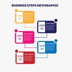 Five-Step Business Infographic – Vertical Timeline with Color-Coded Steps, Modern Data Visualization