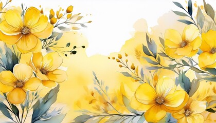 watercolor yellow floral background generative art
