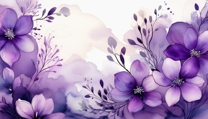 watercolor purple floral background generative art