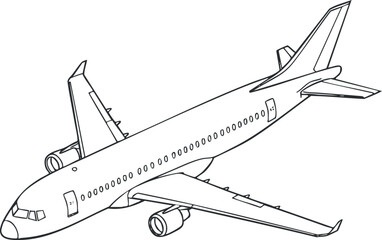 A detailed illustration of a commercial airplane showcasing its design and structure.