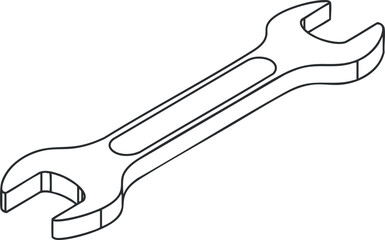A detailed line drawing of an adjustable wrench, designed for mechanical and repair work.