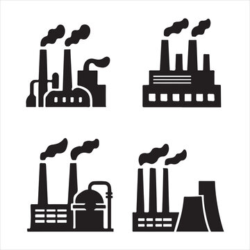 Industrial factory icons set vector illustration