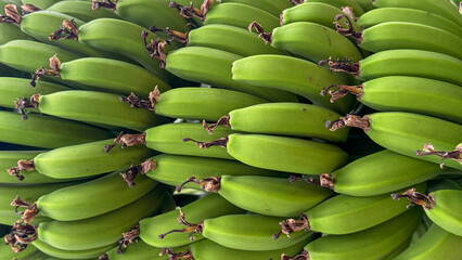 Close up of green bananas pattern background