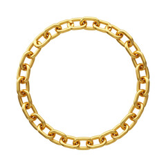 Golden chain links forming a perfect circle, symbolizing unity and strength on a neutral field