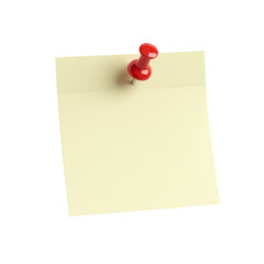 Blank Adhesive Note Secured with Red Pin, Simple Office Supply Arrangement for Reminders