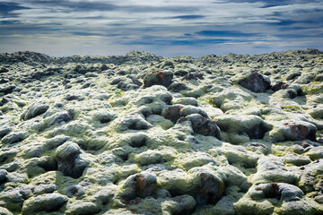 View of Eldhraun lava field in the south of the Icelandic highlands