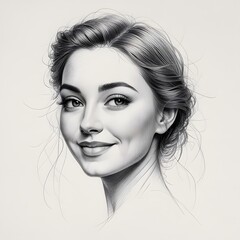 Beautiful Woman Portrait Pencil Sketch