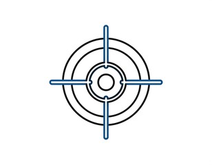 Graphic of a circular target with crosshairs, on a white background