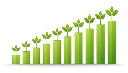 Graphic of a rising bar chart, with sprouts on each column