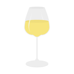 White Wine in Wide Wine Glass on Stem Sticker Icon Pictogram Wine Themed Minimalistic Design element