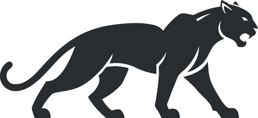 Stylized black panther silhouette showcasing strength and agility in a minimalist design.