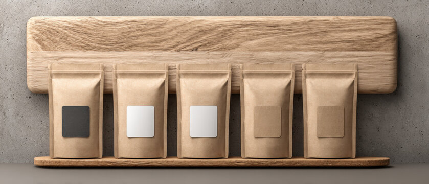 Nine small foil sachets arranged in a neat 3x3 grid on warm gray paper background