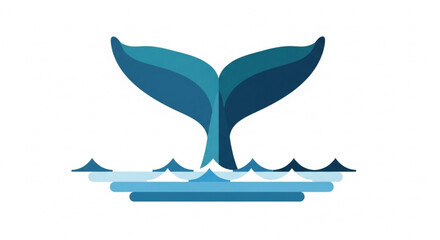 Obraz premium Whale tail emerging from the ocean waves in a minimalist vector style design