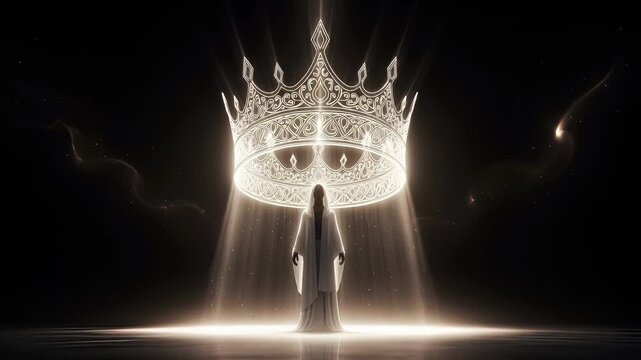 Mystical Figure Bathed in Light Under a Grand Crown.