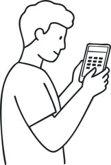 A young man happily using a smartphone while engaging with technology in a modern lifestyle.