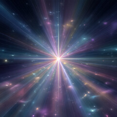 Fototapeta premium Radiant pastel starburst with sharp center and lilac-pink bokeh on black background