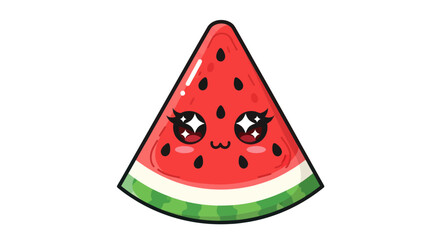 Adorable Cartoon Watermelon Slice with Cute Facial Features.