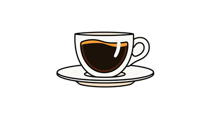 Obraz premium A white mug filled with dark coffee sits on a saucer against a transparent background. The image is simple and clean.