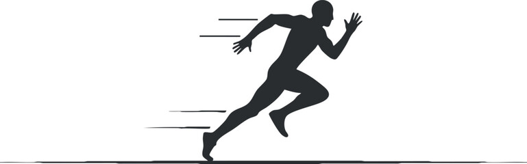 Silhouette of a runner in motion depicting speed and athleticism during a fitness activity.