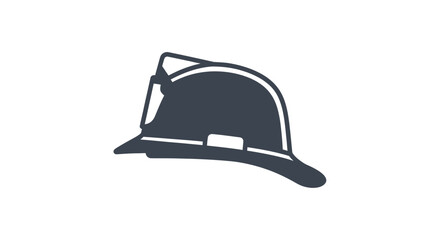 Dark Gray Firefighter Helmet Icon Silhouette Side View.