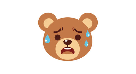 Cartoon Bear Face Showing Distress and Sweating.