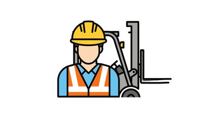Forklift Operator with Hard Hat and Safety Vest Icon.