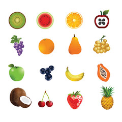 Vibrant Fruit Vector Icons Collection Fresh Healthy Produce Set