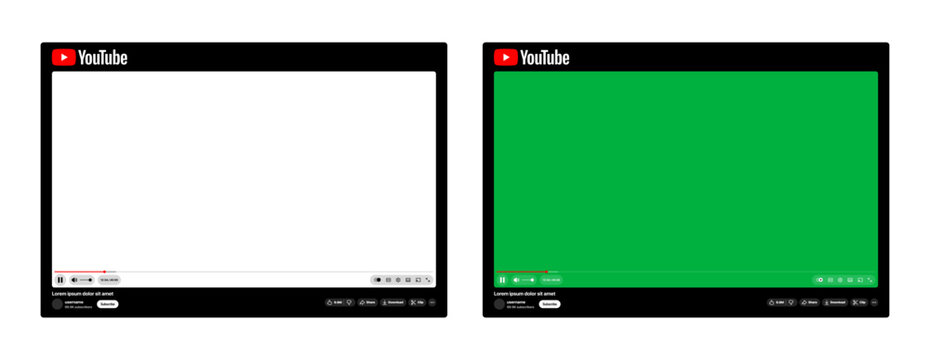 YouTube Video Player Mockup on Desktop, Laptop, and Tablet in Dark Mode with Playback Controls, Playlist, Comments, Fullscreen, and Green Screen PNG on Transparent Background 