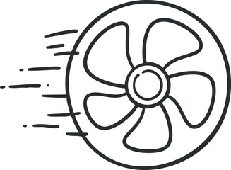 Fototapeta premium Illustration of a spinning fan depicting airflow and cooling technology in a simple design.