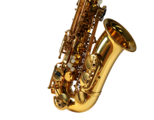 Professional Saxophone with Mouthpiece Isolated on White Background 