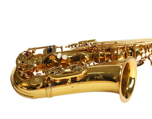 Professional Saxophone with Mouthpiece Isolated on White Background