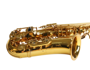Professional Saxophone with Mouthpiece Isolated on White Background