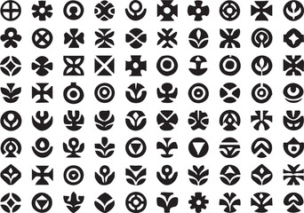 Diverse Set of Abstract Black and White Symmetrical Icons
