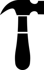 Black hammer icon construction and carpentry equipment hand tool for repair and workshop in flat and line outline style, mechanical, industrial and DIY hammer vector illustration