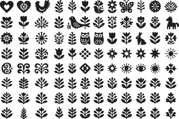 Fototapeta premium Collection of Traditional Folk Art Motifs and Decorative Elements