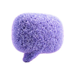 3D render of a purple furry speech bubble icon isolated on white background