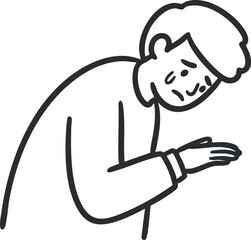 An illustration of a sad person expressing emotions through body language and facial expression.