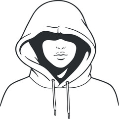 Illustration of a person wearing a hoodie with a faceless appearance, representing urban style.
