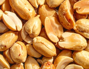 Close-up image of a pile of peanuts, showing texture and detail