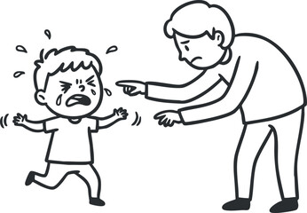 A parent scolding a crying child in a moment of emotional frustration and communication.