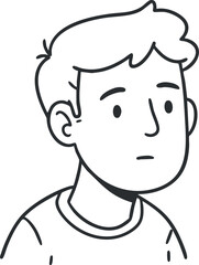 Obraz premium A simple line art illustration of a thoughtful young male character with a neutral expression.