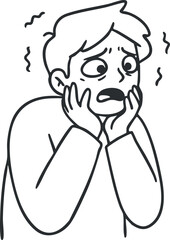 Obraz premium An illustration of a worried character displaying anxiety and stress through facial expression and body language.