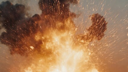 Fiery Explosion with Debris and Intense Heat Waves.